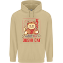 Funny Sushi Cat Food Fish Chef Japan Mens 80% Cotton Hoodie Sand