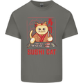 Funny Sushi Cat Food Fish Chef Japan Mens Cotton T-Shirt Tee Top Charcoal