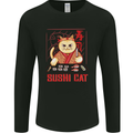 Funny Sushi Cat Food Fish Chef Japan Mens Long Sleeve T-Shirt Black