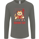 Funny Sushi Cat Food Fish Chef Japan Mens Long Sleeve T-Shirt Charcoal