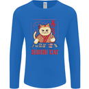 Funny Sushi Cat Food Fish Chef Japan Mens Long Sleeve T-Shirt Royal Blue