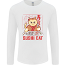 Funny Sushi Cat Food Fish Chef Japan Mens Long Sleeve T-Shirt White