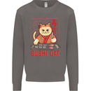 Funny Sushi Cat Food Fish Chef Japan Mens Sweatshirt Jumper Charcoal