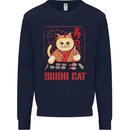 Funny Sushi Cat Food Fish Chef Japan Mens Sweatshirt Jumper Navy Blue