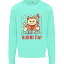 Funny Sushi Cat Food Fish Chef Japan Mens Sweatshirt Jumper Peppermint