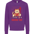 Funny Sushi Cat Food Fish Chef Japan Mens Sweatshirt Jumper Purple