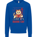 Funny Sushi Cat Food Fish Chef Japan Mens Sweatshirt Jumper Royal Blue