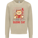 Funny Sushi Cat Food Fish Chef Japan Mens Sweatshirt Jumper Sand