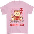 Funny Sushi Cat Food Fish Chef Japan Mens T-Shirt Cotton Gildan Light Pink