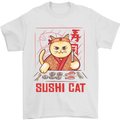 Funny Sushi Cat Food Fish Chef Japan Mens T-Shirt Cotton Gildan White