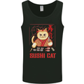 Funny Sushi Cat Food Fish Chef Japan Mens Vest Tank Top Black