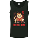 Funny Sushi Cat Food Fish Chef Japan Mens Vest Tank Top Black