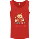 Funny Sushi Cat Food Fish Chef Japan Mens Vest Tank Top Red