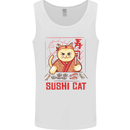 Funny Sushi Cat Food Fish Chef Japan Mens Vest Tank Top White