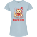 Funny Sushi Cat Food Fish Chef Japan Womens Petite Cut T-Shirt Light Blue