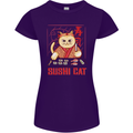 Funny Sushi Cat Food Fish Chef Japan Womens Petite Cut T-Shirt Purple