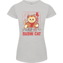 Funny Sushi Cat Food Fish Chef Japan Womens Petite Cut T-Shirt Sports Grey