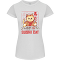 Funny Sushi Cat Food Fish Chef Japan Womens Petite Cut T-Shirt White