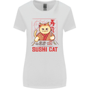 Funny Sushi Cat Food Fish Chef Japan Womens Wider Cut T-Shirt White