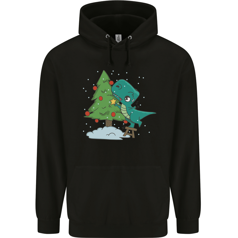 Funny T-Rex Christmas Tree Dinosaur Childrens Kids Hoodie Black