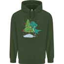 Funny T-Rex Christmas Tree Dinosaur Childrens Kids Hoodie Forest Green