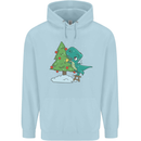 Funny T-Rex Christmas Tree Dinosaur Childrens Kids Hoodie Light Blue
