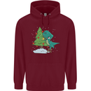 Funny T-Rex Christmas Tree Dinosaur Childrens Kids Hoodie Maroon