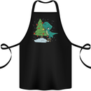 Funny T-Rex Christmas Tree Dinosaur Cotton Apron 100% Organic Black