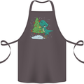 Funny T-Rex Christmas Tree Dinosaur Cotton Apron 100% Organic Dark Grey