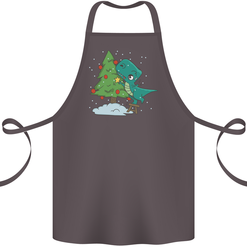 Funny T-Rex Christmas Tree Dinosaur Cotton Apron 100% Organic Dark Grey