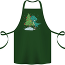 Funny T-Rex Christmas Tree Dinosaur Cotton Apron 100% Organic Forest Green