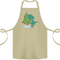 Funny T-Rex Christmas Tree Dinosaur Cotton Apron 100% Organic Khaki