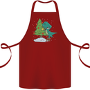 Funny T-Rex Christmas Tree Dinosaur Cotton Apron 100% Organic Maroon