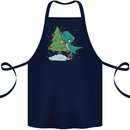 Funny T-Rex Christmas Tree Dinosaur Cotton Apron 100% Organic Navy Blue