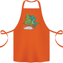 Funny T-Rex Christmas Tree Dinosaur Cotton Apron 100% Organic Orange