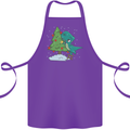 Funny T-Rex Christmas Tree Dinosaur Cotton Apron 100% Organic Purple