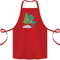 Funny T-Rex Christmas Tree Dinosaur Cotton Apron 100% Organic Red
