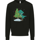 Funny T-Rex Christmas Tree Dinosaur Kids Sweatshirt Jumper Black