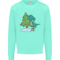 Funny T-Rex Christmas Tree Dinosaur Kids Sweatshirt Jumper Peppermint