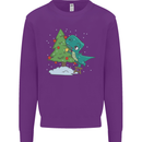 Funny T-Rex Christmas Tree Dinosaur Kids Sweatshirt Jumper Purple