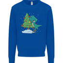 Funny T-Rex Christmas Tree Dinosaur Kids Sweatshirt Jumper Royal Blue