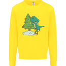 Funny T-Rex Christmas Tree Dinosaur Kids Sweatshirt Jumper Yellow