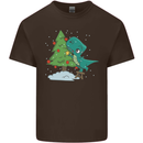 Funny T-Rex Christmas Tree Dinosaur Kids T-Shirt Childrens Chocolate