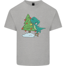 Funny T-Rex Christmas Tree Dinosaur Kids T-Shirt Childrens Sports Grey