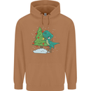 Funny T-Rex Christmas Tree Dinosaur Mens 80% Cotton Hoodie Caramel Latte