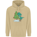 Funny T-Rex Christmas Tree Dinosaur Mens 80% Cotton Hoodie Sand