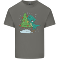 Funny T-Rex Christmas Tree Dinosaur Mens Cotton T-Shirt Tee Top Charcoal