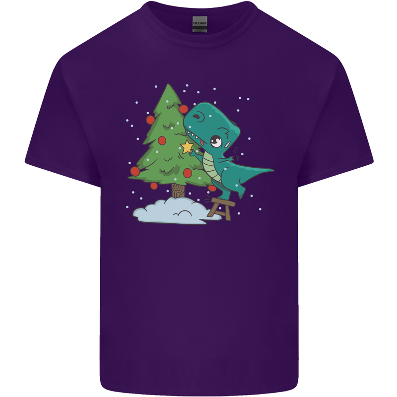 Funny T-Rex Christmas Tree Dinosaur Mens Cotton T-Shirt Tee Top Purple