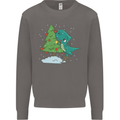 Funny T-Rex Christmas Tree Dinosaur Mens Sweatshirt Jumper Charcoal