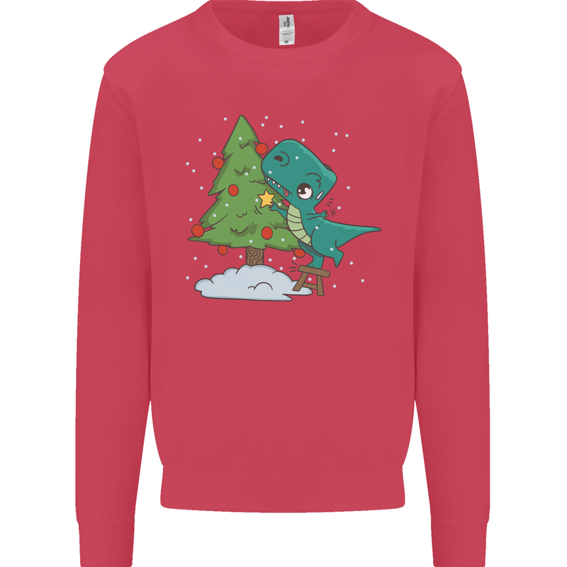 Funny T-Rex Christmas Tree Dinosaur Mens Sweatshirt Jumper Heliconia